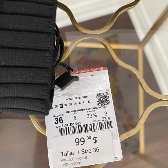 Zara Black Ribbed Sock Boots Booties NWT Pointed Toe High Heel Ankle Boots - Picture 9 of 10